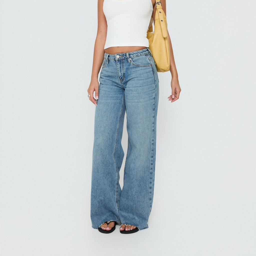 Low Rise Straight Leg Light Wash Denim Jeans