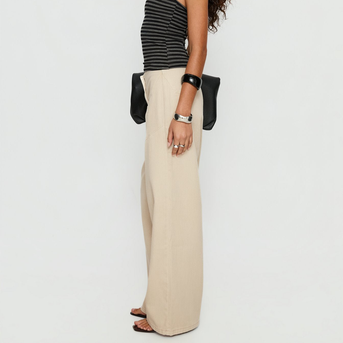 Mid Rise Wide Leg Ecru Wash Star Stitch Denim Jeans
