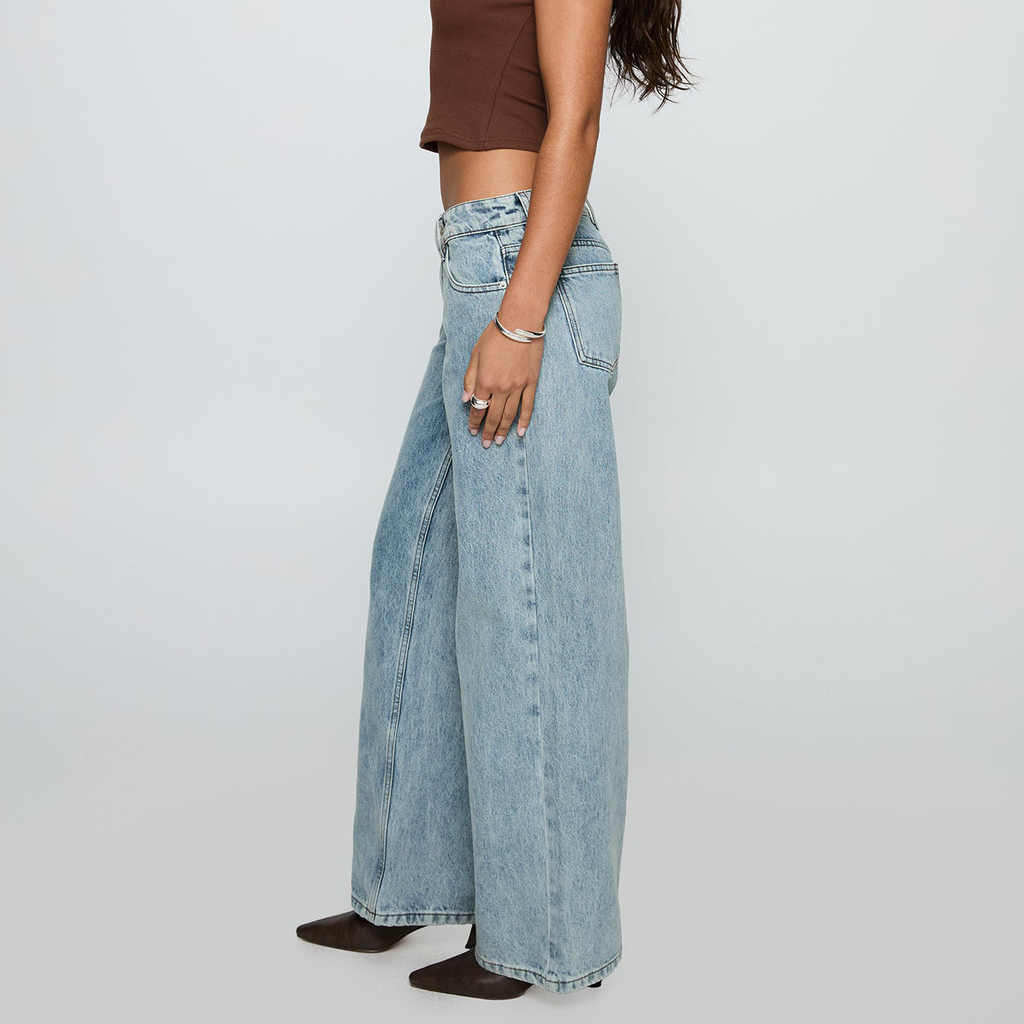 Low Rise Slouch Straight Leg Light Wash Denim Jeans