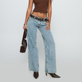 Low Rise Slouch Straight Leg Light Wash Denim Jeans
