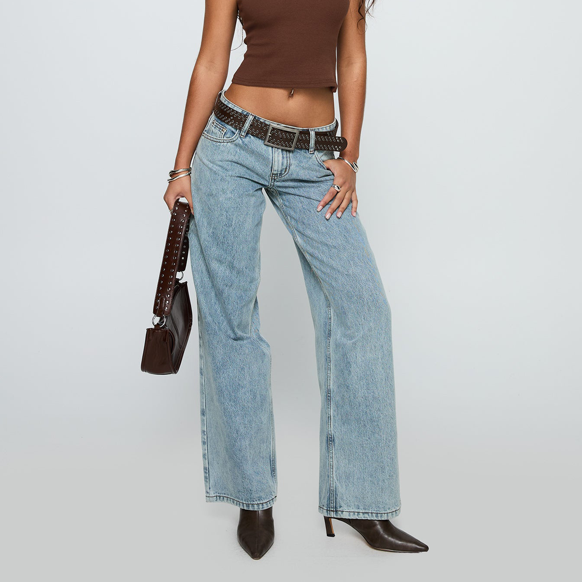 Low Rise Slouch Straight Leg Light Wash Denim Jeans